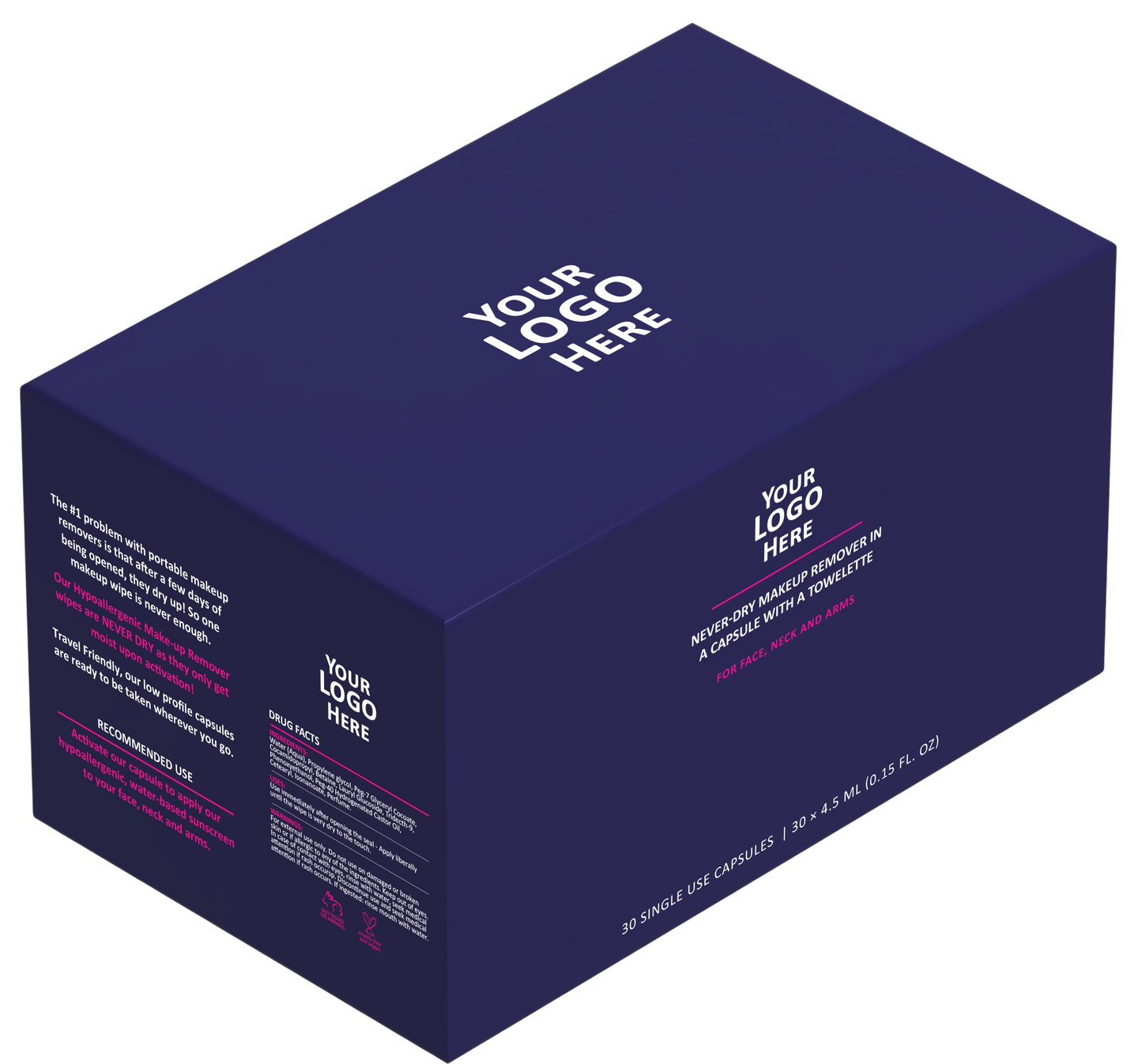 Make Up Remover - White label package of 30 pods